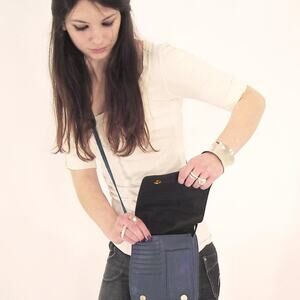 J P Ourse & Cie Women's vintage Brown Leather Flat Compact Crossbody Bag